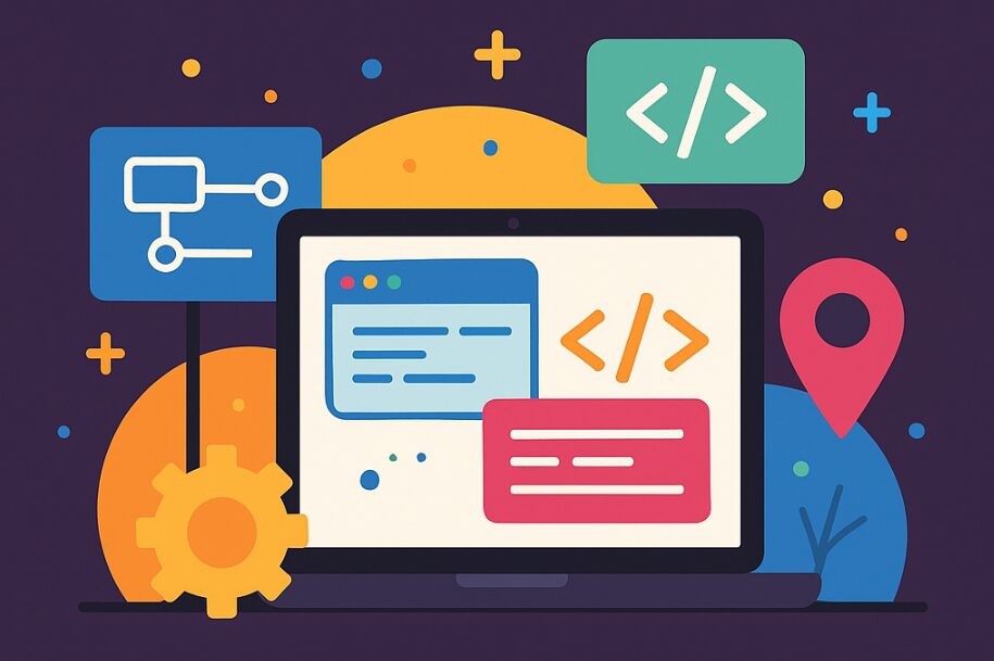 Web Development Roadmap: A structured guide covering front-end, back-end, databases, and deployment, visually representing key stages of web development.