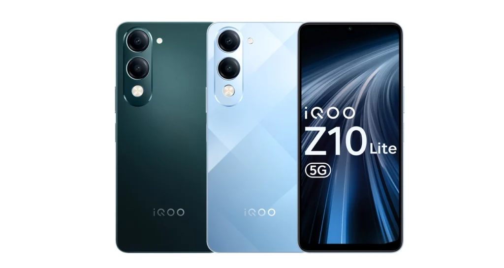 iQOO Z10 Lite rear design showcasing dual camera module and color finish.